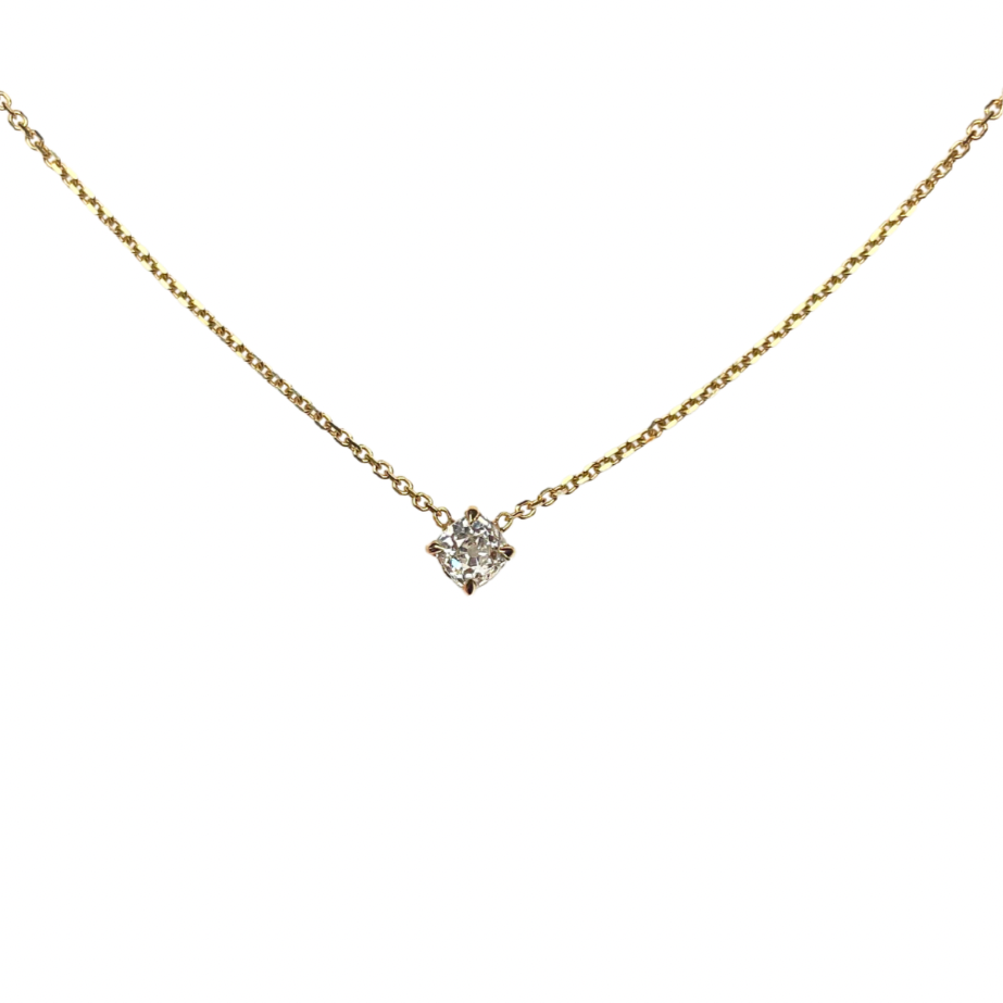 Old mine cut diamond solitaire necklace