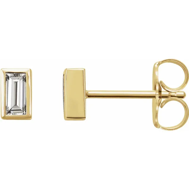 14kt petite baguette studs