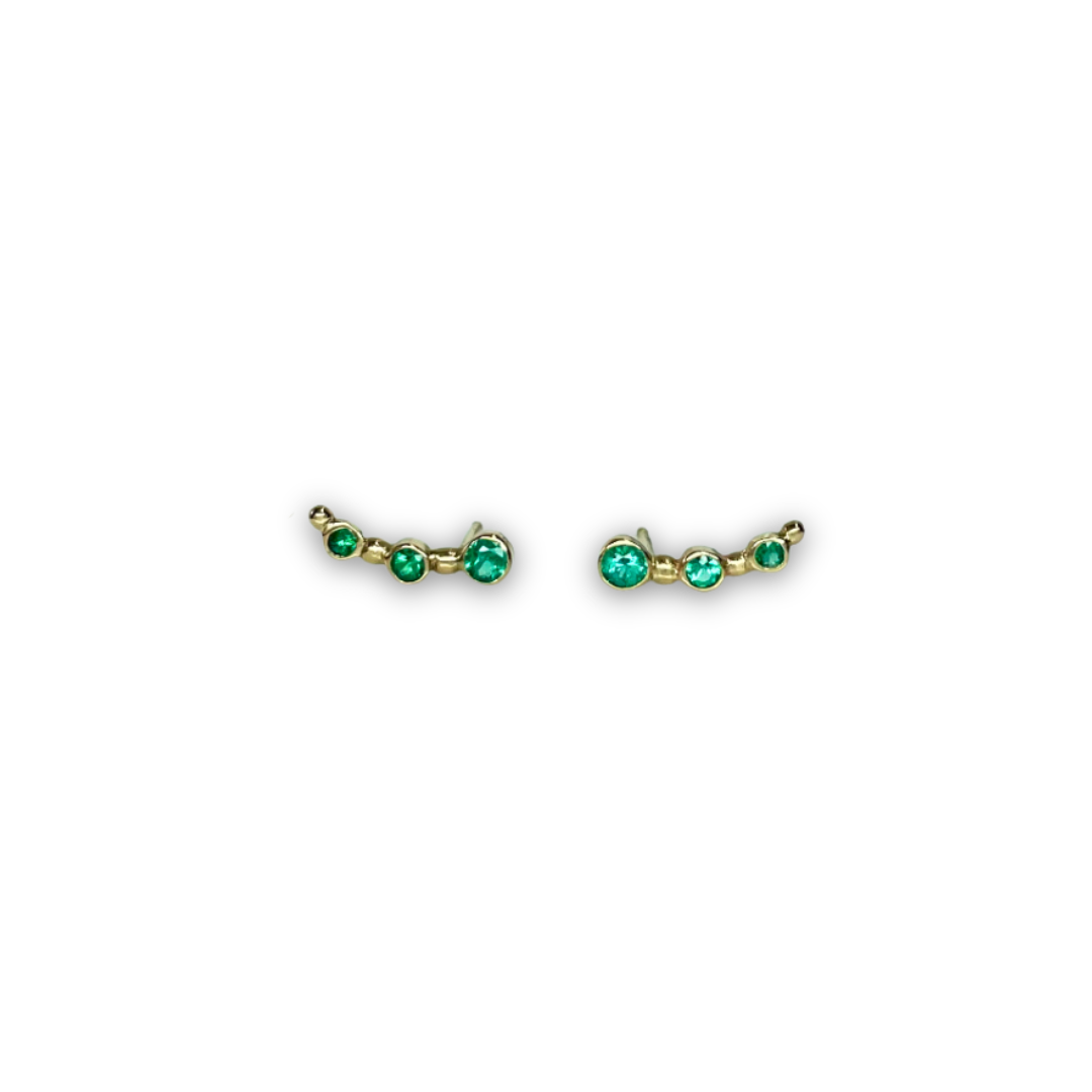 14kt gold Emerald ear crawlers