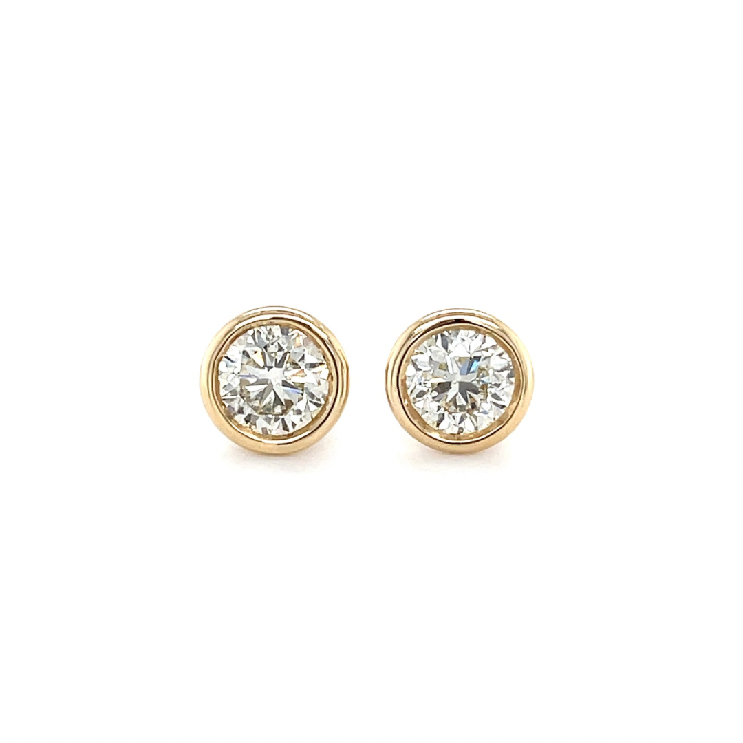 14kt gold bezel set studs